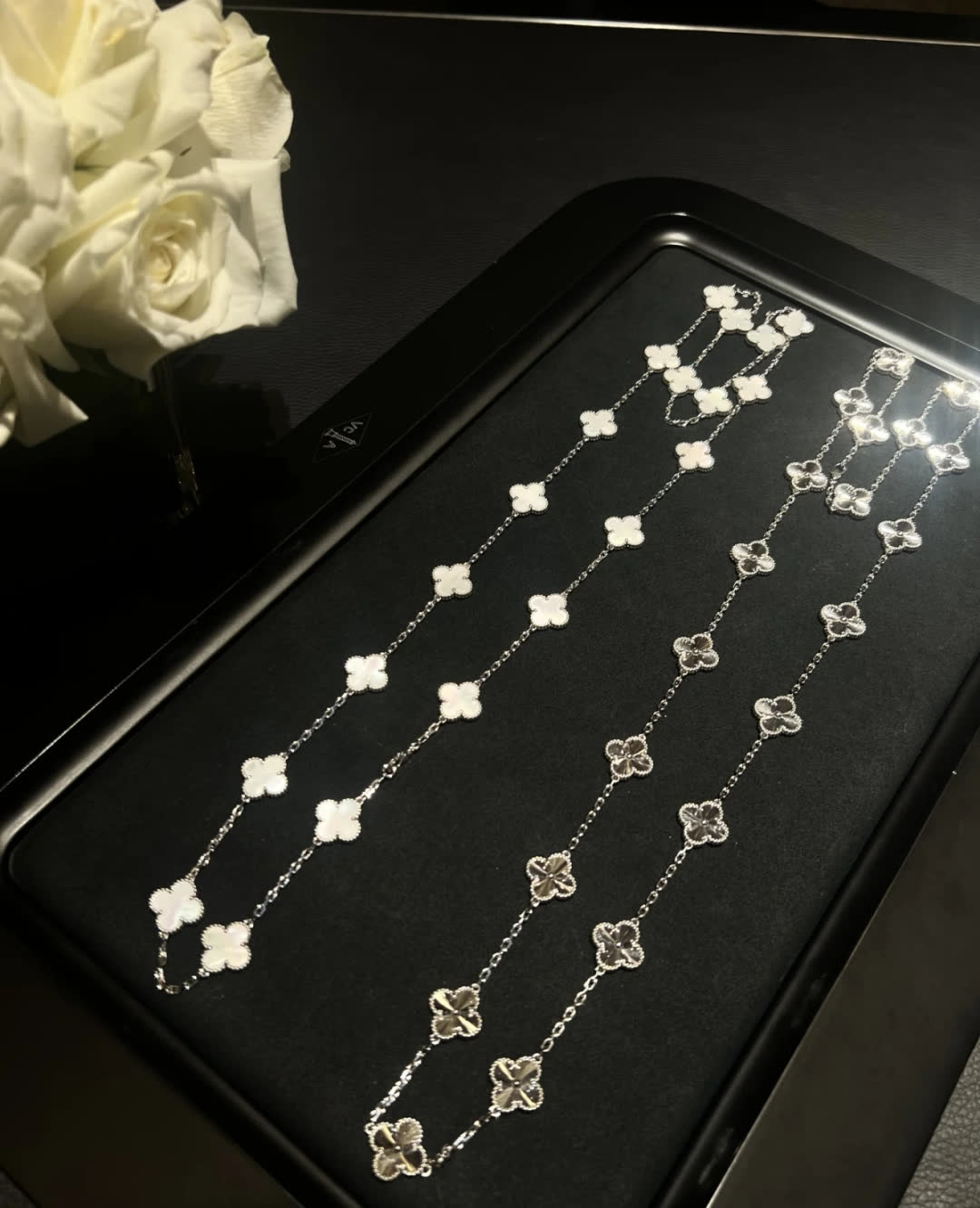 Van Cleef & Arpels Alhambra White Gold and Diamond Necklace